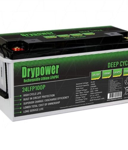 DryPower 24V 100Ah 2560Wh LiFePO4 Battery